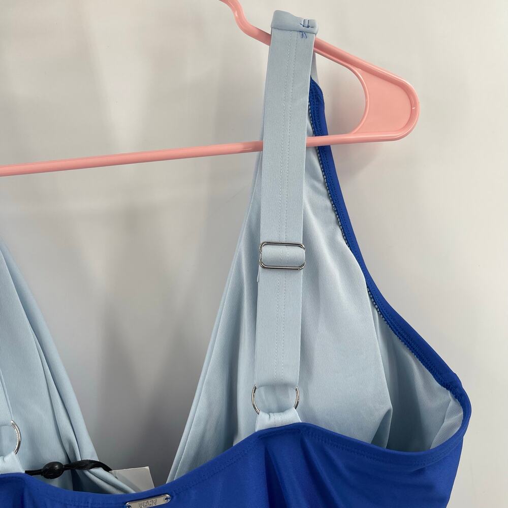 DKNY Lapis Swimsuit Size 16 Plunge Colorblock One Piece Plus Curvy Swim Blue NWT - Picture 13 of 16